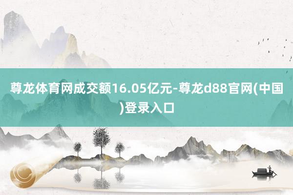 尊龙体育网成交额16.05亿元-尊龙d88官网(中国)登录入口