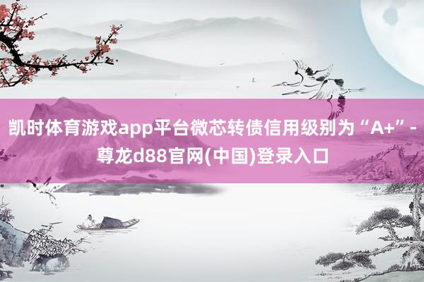 凯时体育游戏app平台微芯转债信用级别为“A+”-尊龙d88官网(中国)登录入口