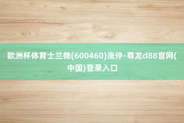 欧洲杯体育士兰微(600460)涨停-尊龙d88官网(中国)登录入口