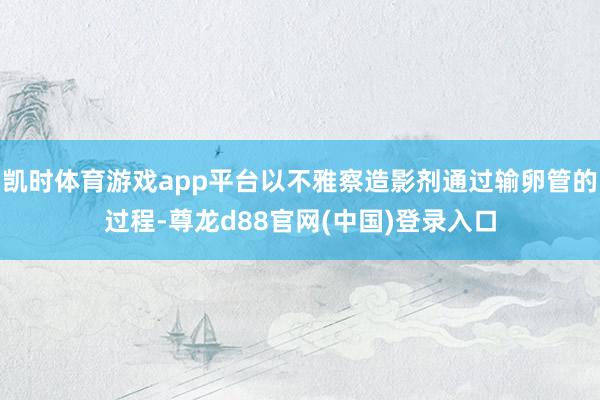 凯时体育游戏app平台以不雅察造影剂通过输卵管的过程-尊龙d88官网(中国)登录入口