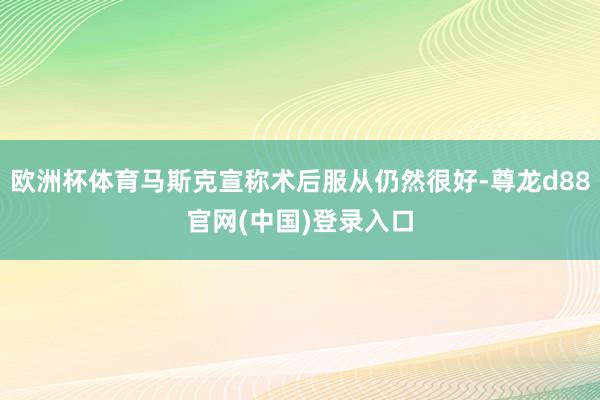 欧洲杯体育马斯克宣称术后服从仍然很好-尊龙d88官网(中国)登录入口