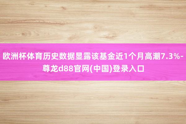 欧洲杯体育历史数据显露该基金近1个月高潮7.3%-尊龙d88官网(中国)登录入口